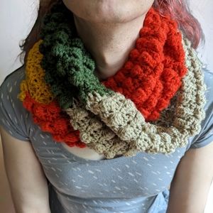 HARVEST • handmade crochet autumn colorblock bobblestitch infinity scarf